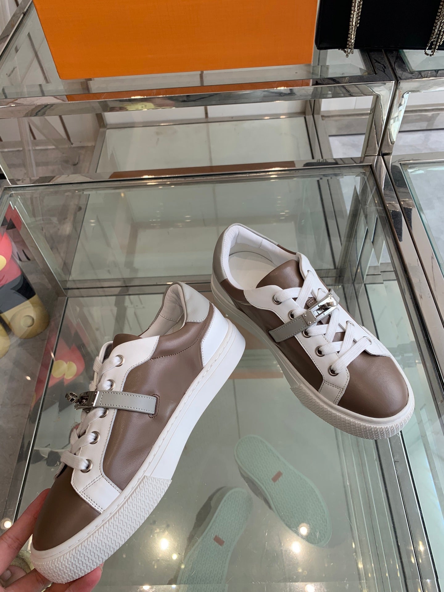 HM Day Sneaker Chocolate mix White Calfskin 291833
