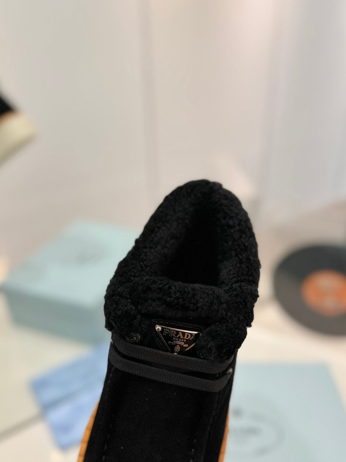 Prada 2026 Lace Up Snow Boots Suede Wool 166133