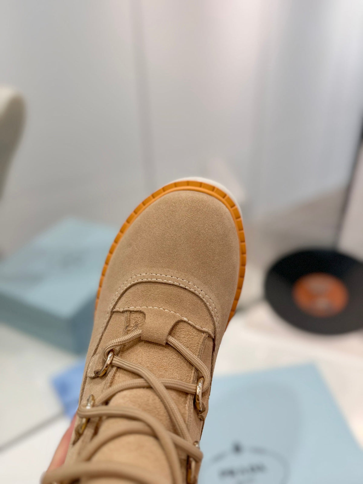 Prada 2026 Platform Snow Boots Suede Wool 166143