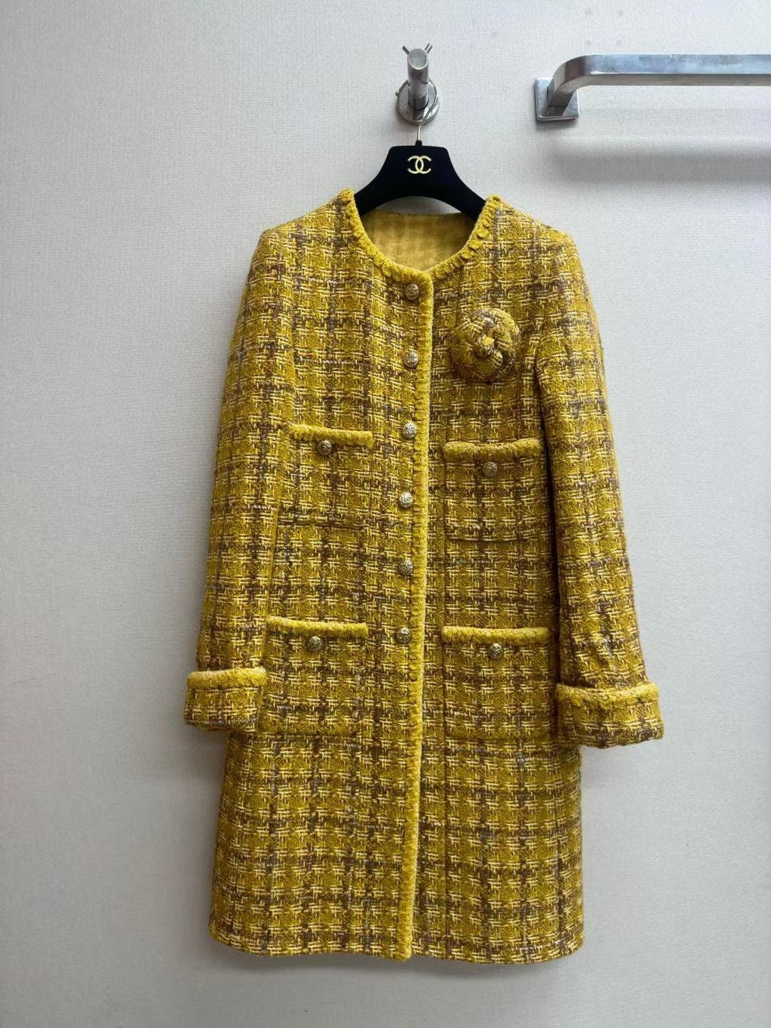 CC  Long Coat Dress Yellow Wool Cotton 251966