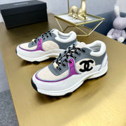 CC 2026 Casual Sneakers White Beige Gray Canvas Suede 668065