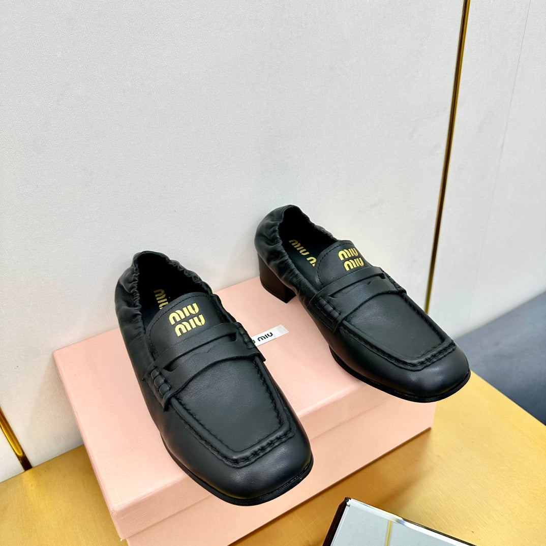 Miu Miu 2026 Square Heel Loafers 40mm Cowhide 981868
