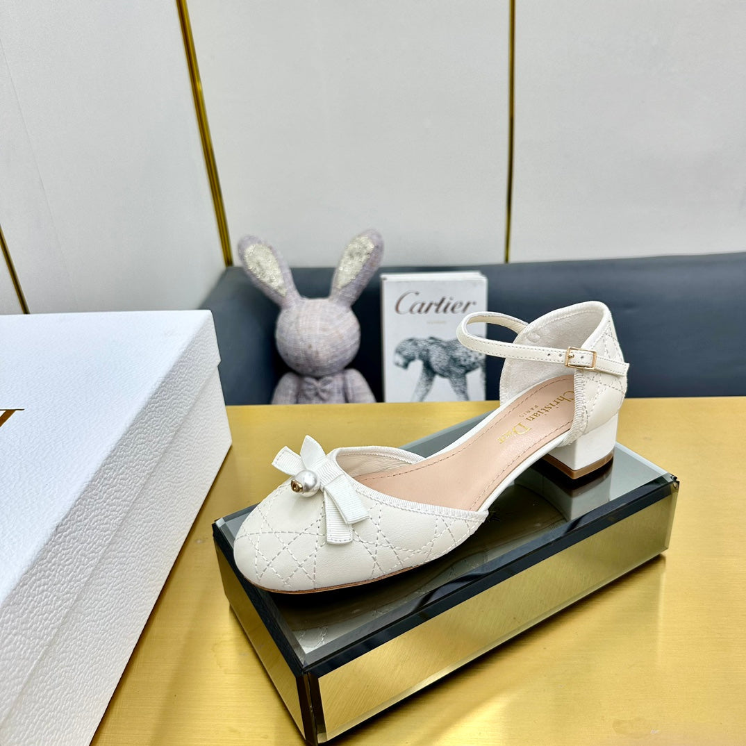 CD Ballet Slingback Pump 50MM In White Quilted Calfskin 111030
