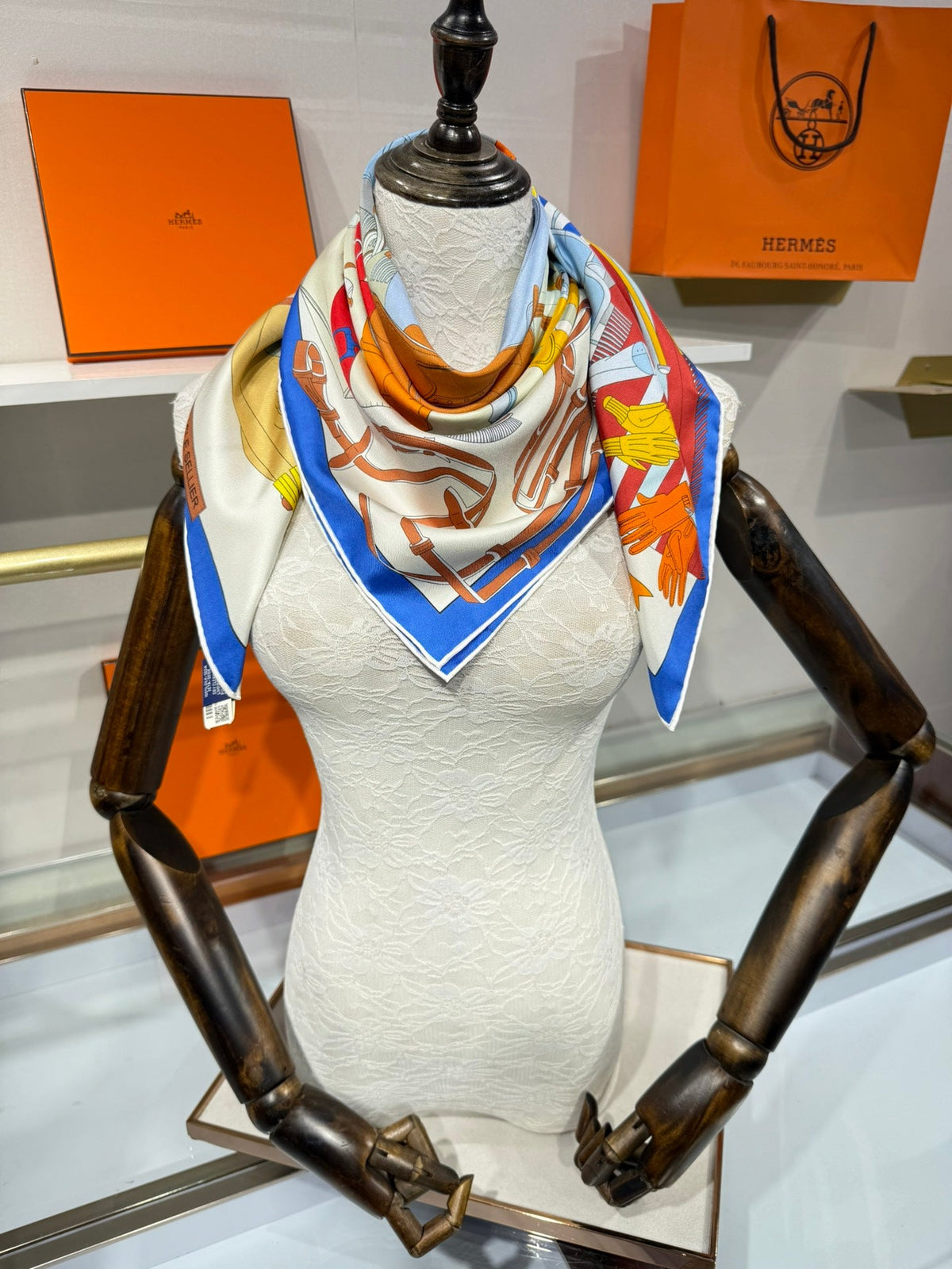 Hermès 2026 Pêle-Mêle Sellier Scarf 90cm Colorful Silk 218413