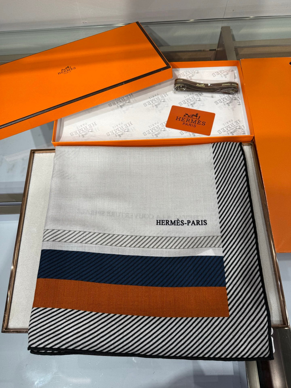 Hermes 2026 Cheval à la Couverture Spirale Square Scarf 140cm Brown Cashmere Silk