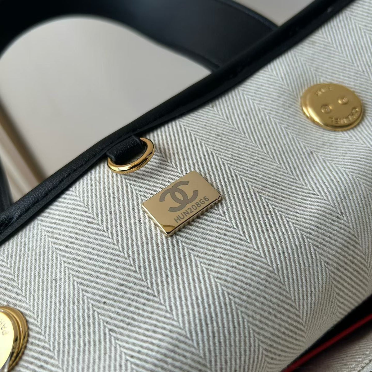 Chanel 2026 Double C Tote Bag 36cm Black White Canvas Leather