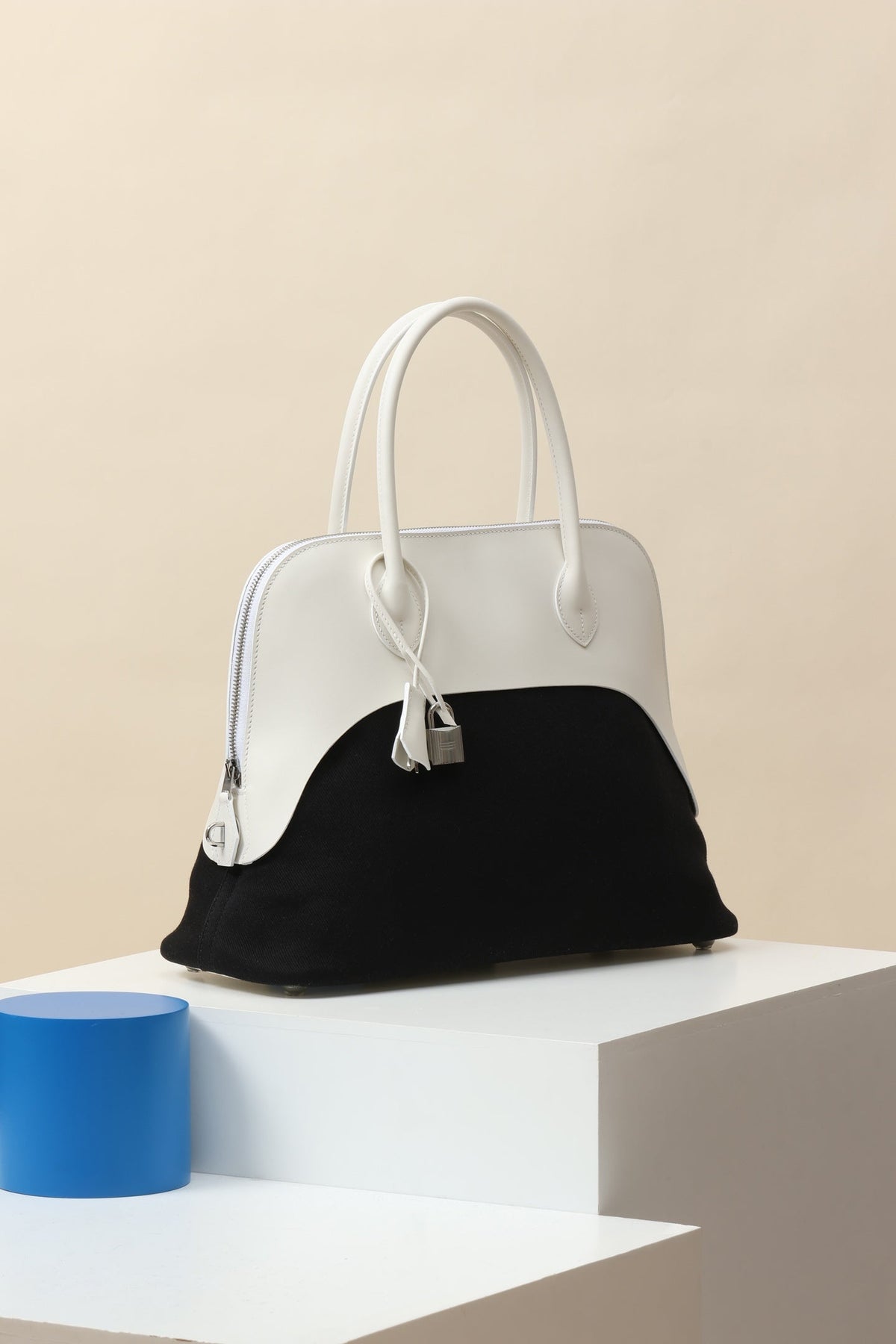 High-end Hermes 2026 Bolide Paddock Bag 35cm Box Leather Canvas