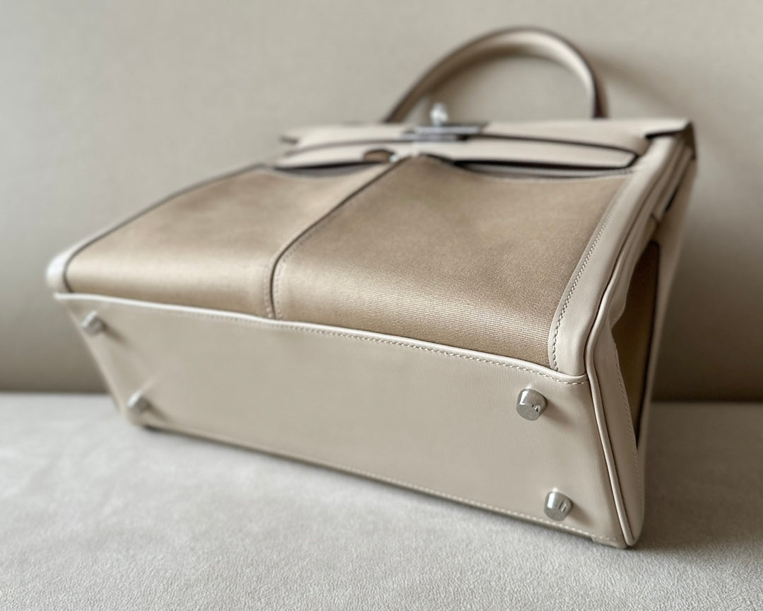 High-end Hermes 2026 Kelly Lakis Bag 32cm Box Leather Canvas