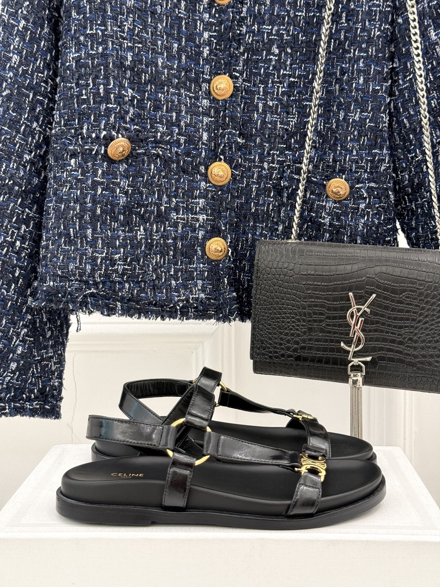 CELINE Maud Sandal Black Leather 285904