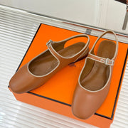 HM flat sandals brown lambskin 474117