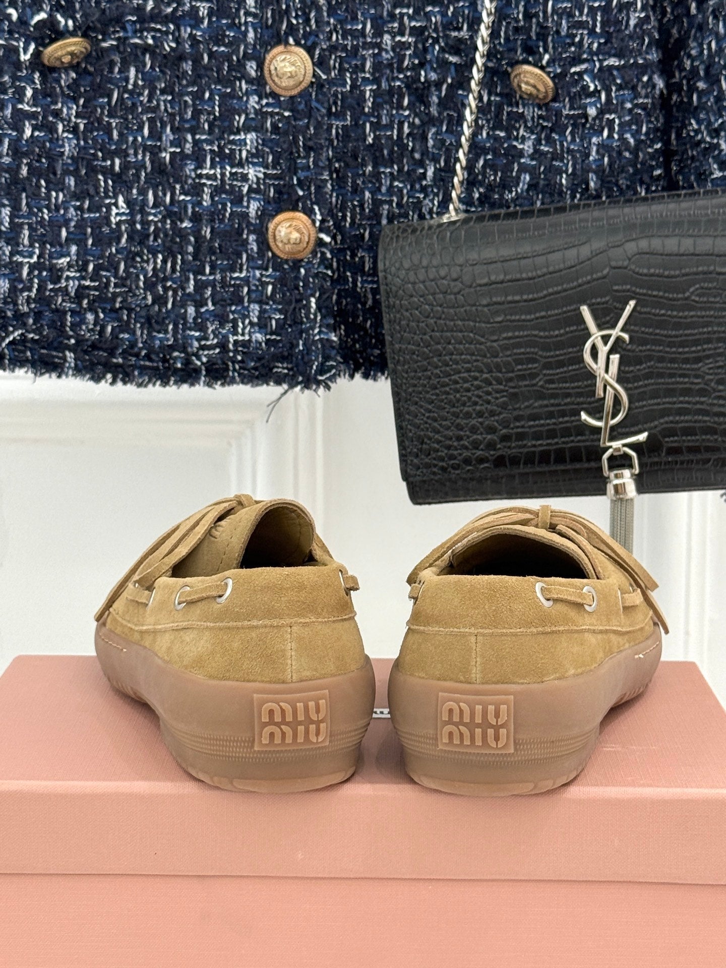 Miu Miu 2026 Lace-Up Loafers Suede Leather 991827