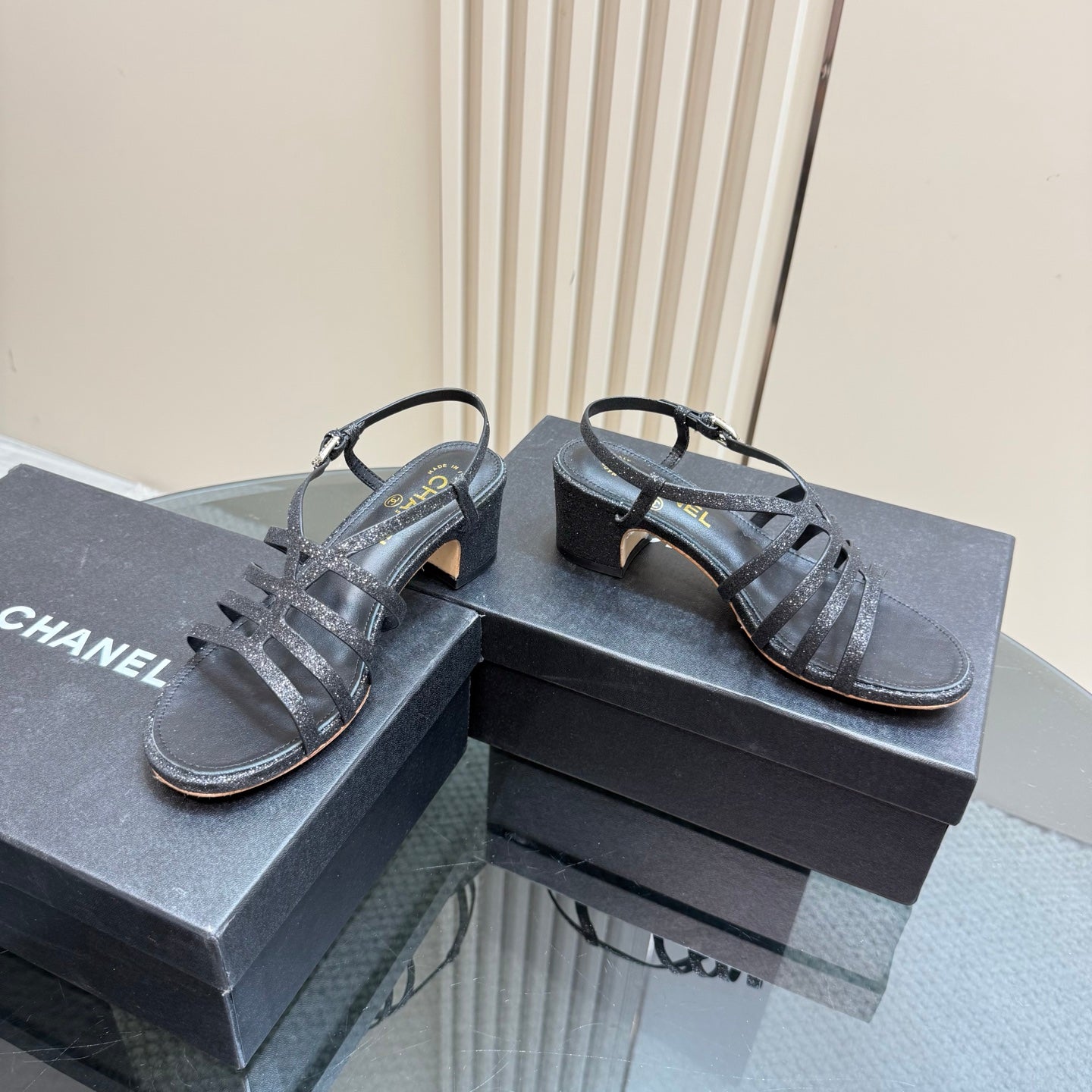 CC 25 Sandal Heels Black Sheepskin 239417
