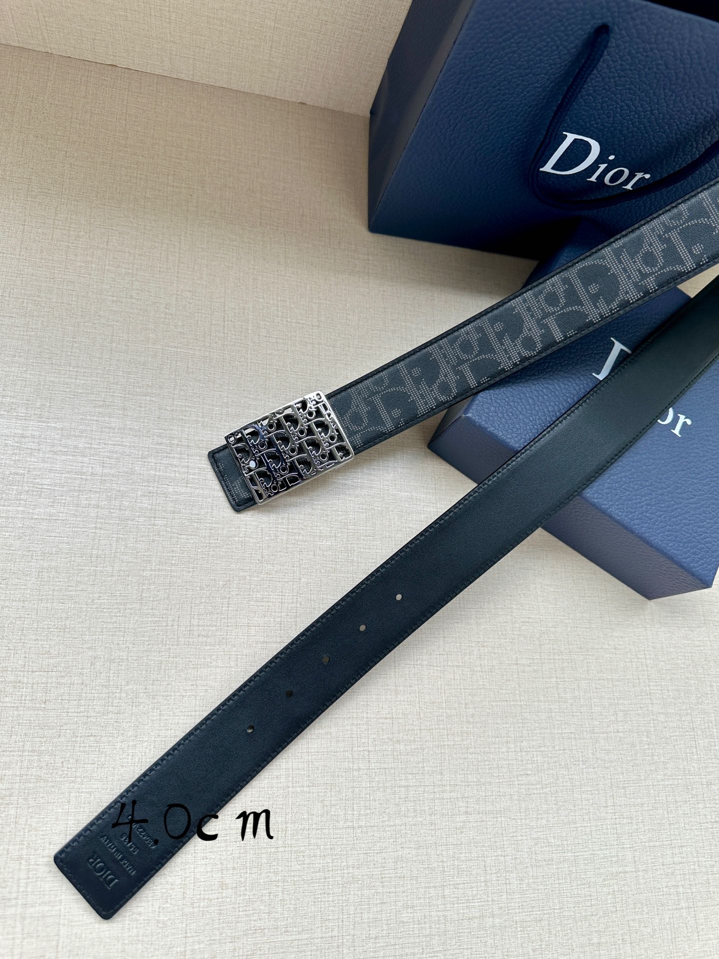 Dior 2026 Oblique Plaque Buckle Belt 40mm Leather