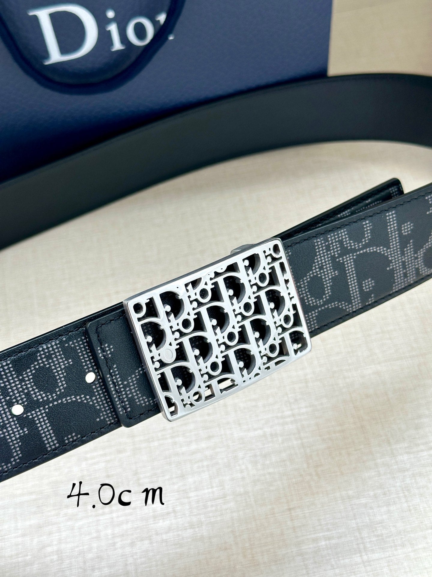 Dior 2026 Oblique Plaque Buckle Belt 40mm Leather