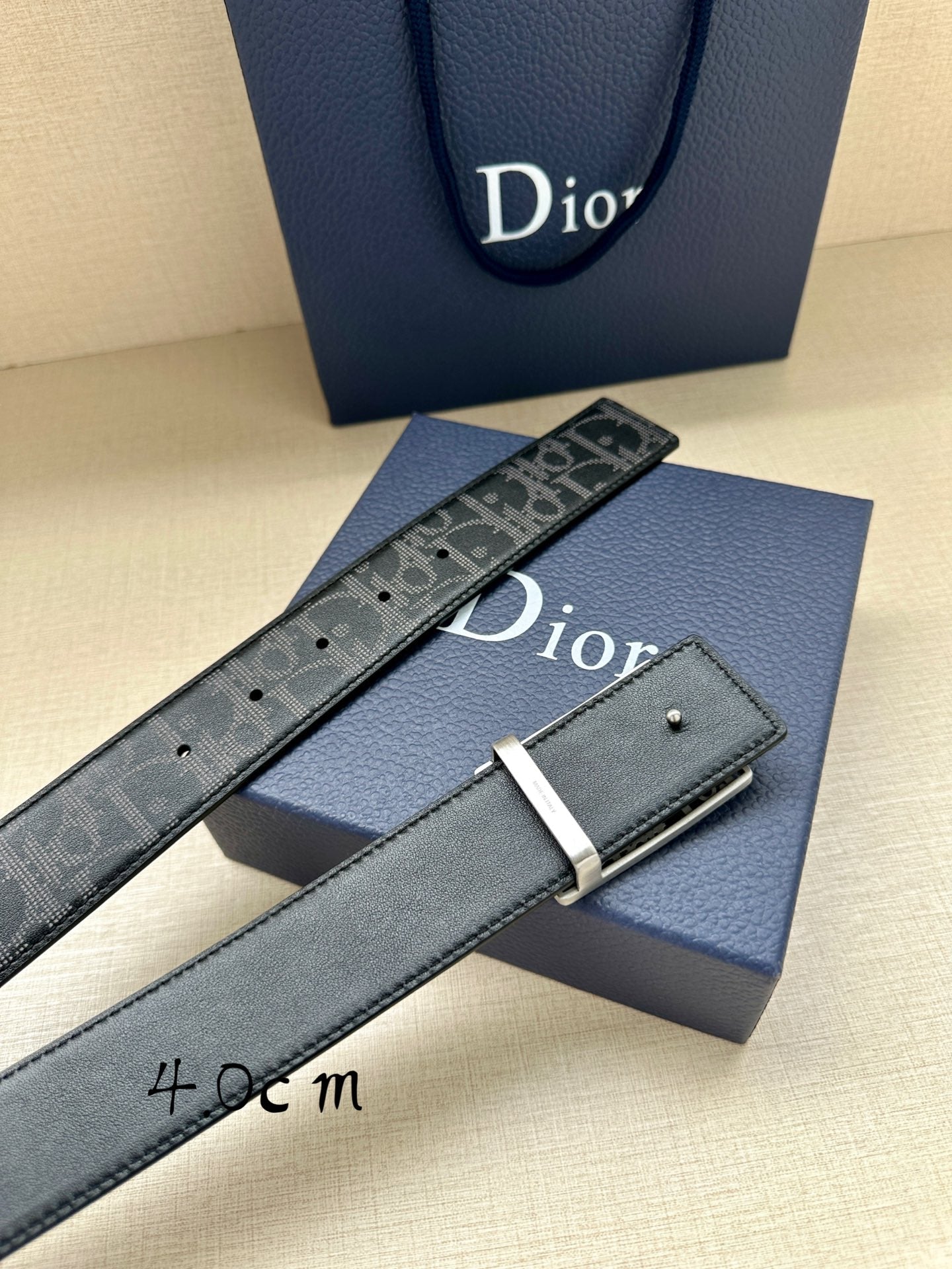 Dior 2026 Oblique Plaque Buckle Belt 40mm Leather