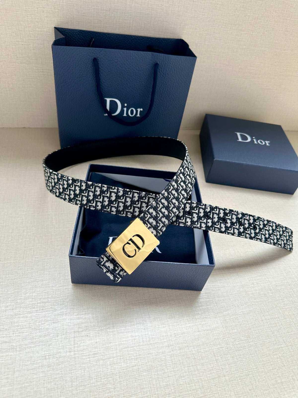 Dior 2026 Oblique Reversible Belt 35mm Canvas Leather