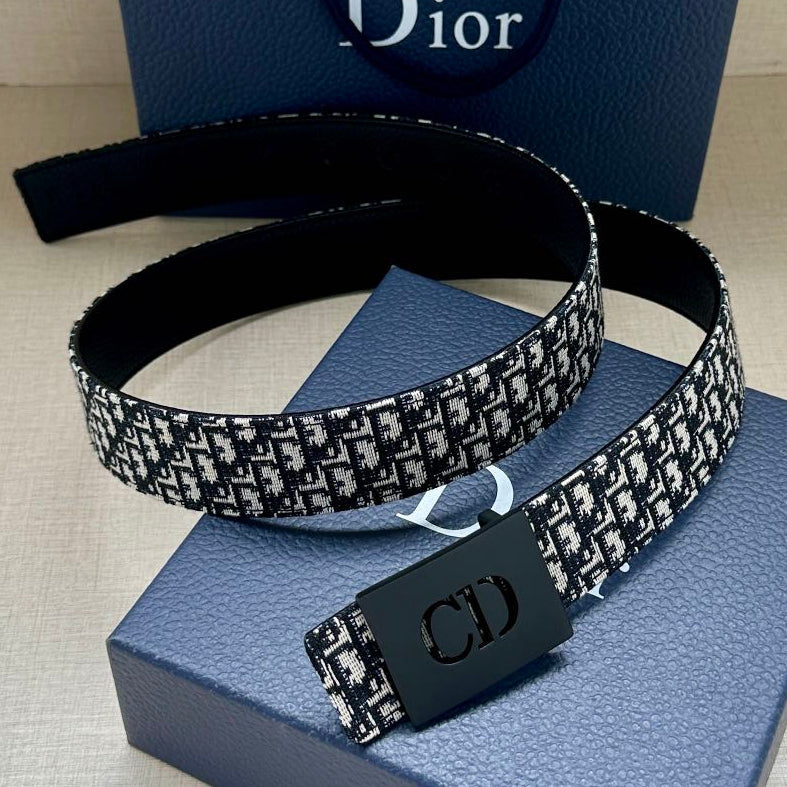 Dior 2026 Oblique Reversible Belt 35mm Canvas Leather