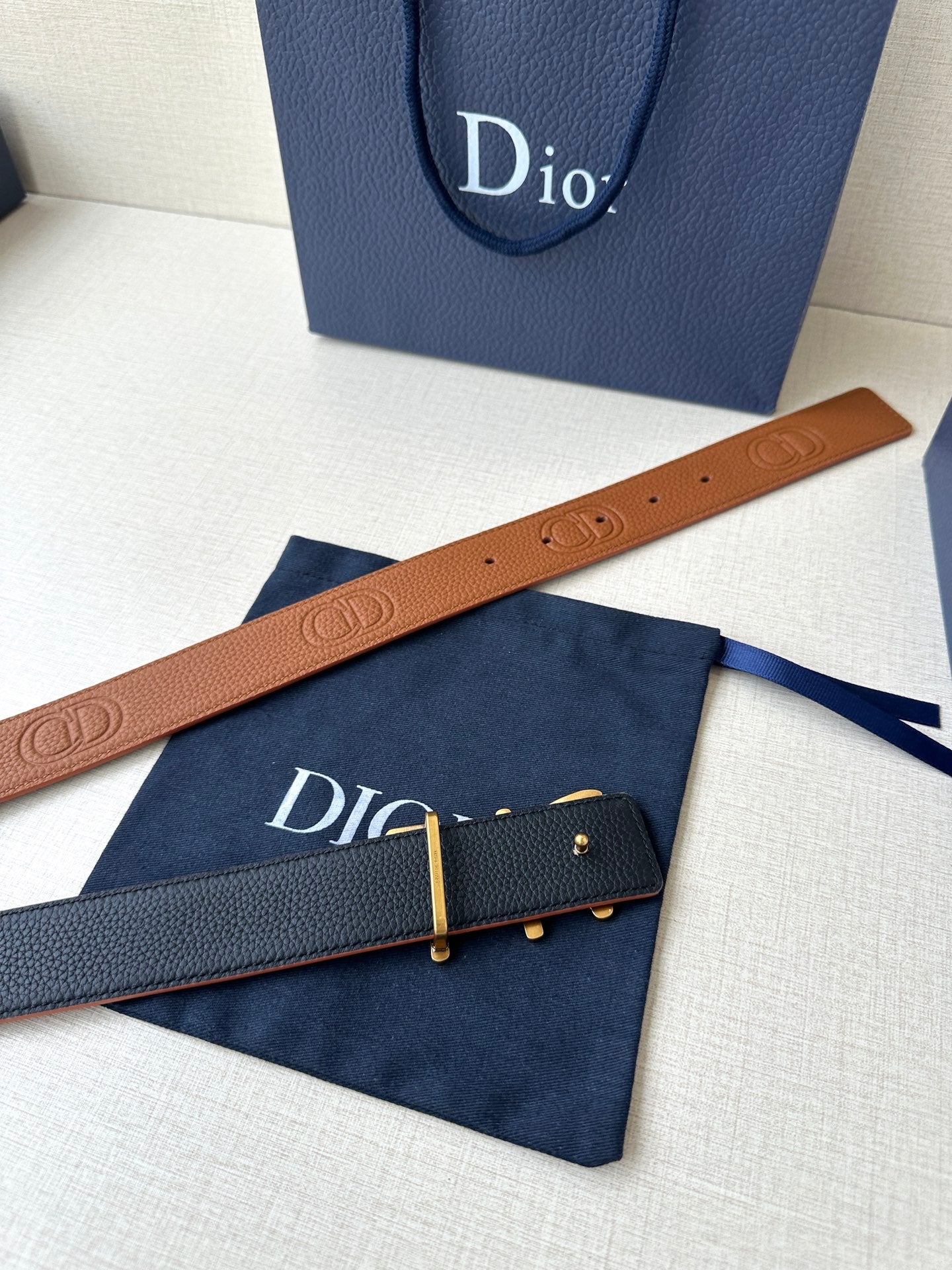 Dior 2026 Shawn Stussy Reversible Belt 35mm Calfskin