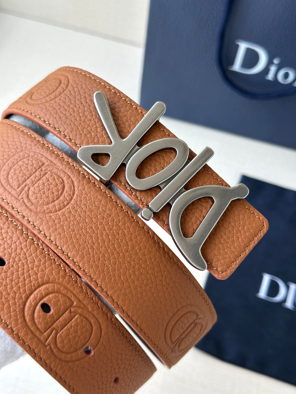 Dior 2026 Shawn Stussy Reversible Belt 35mm Calfskin