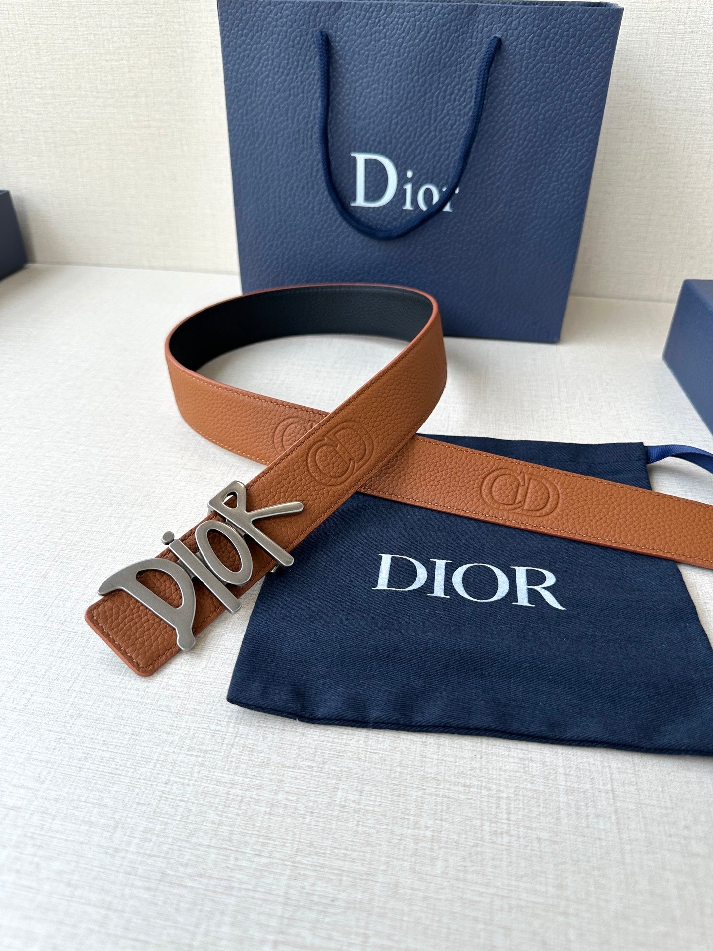 Dior 2026 Shawn Stussy Reversible Belt 35mm Calfskin