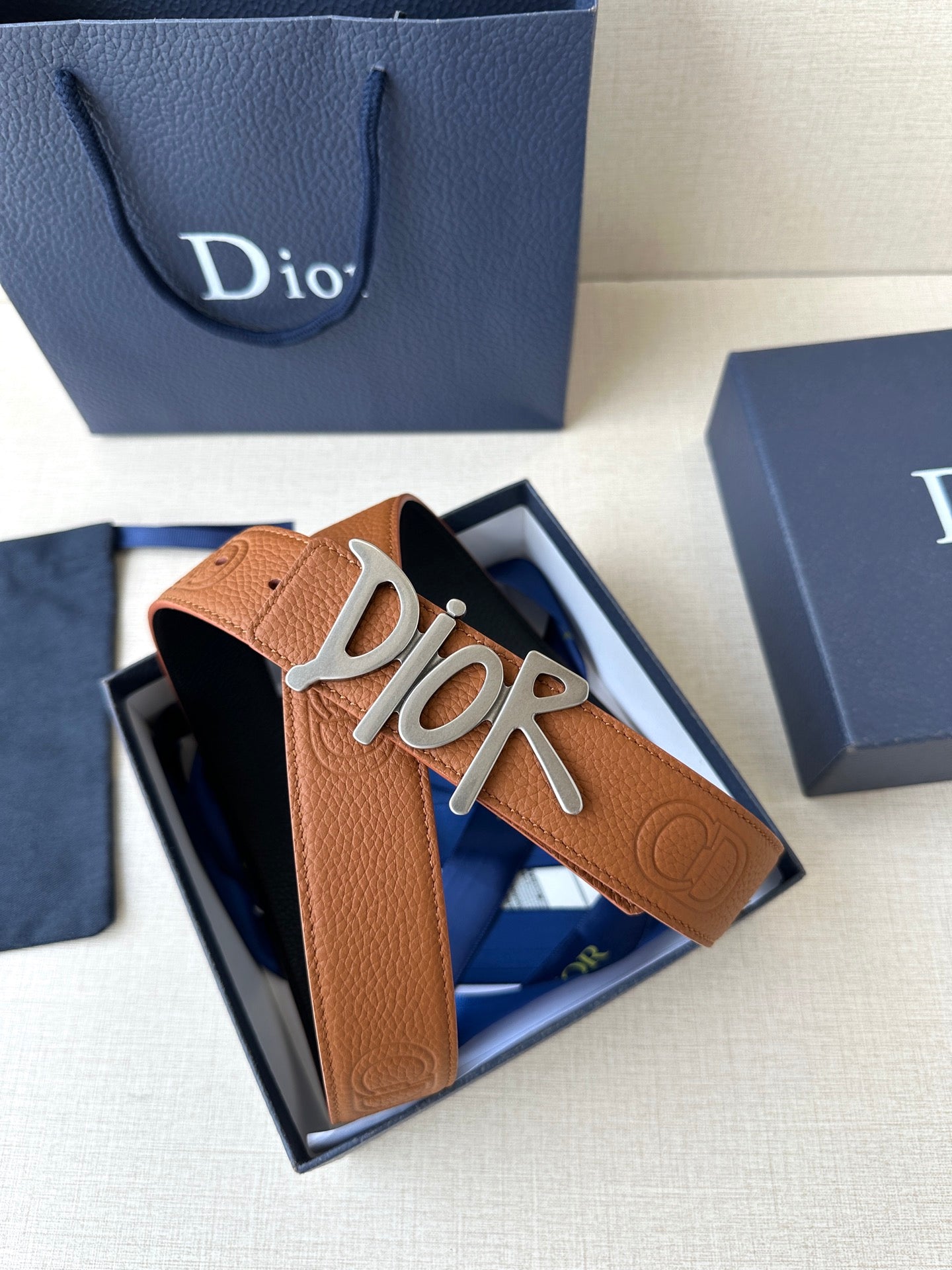Dior 2026 Shawn Stussy Reversible Belt 35mm Calfskin