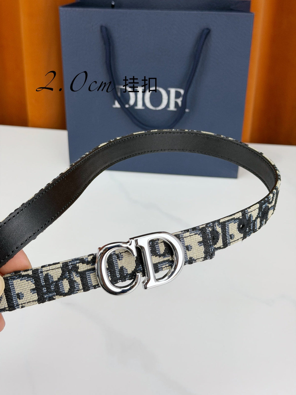 Dior 2026 Oblique CD Buckle Belt 20mm Fabric Leather