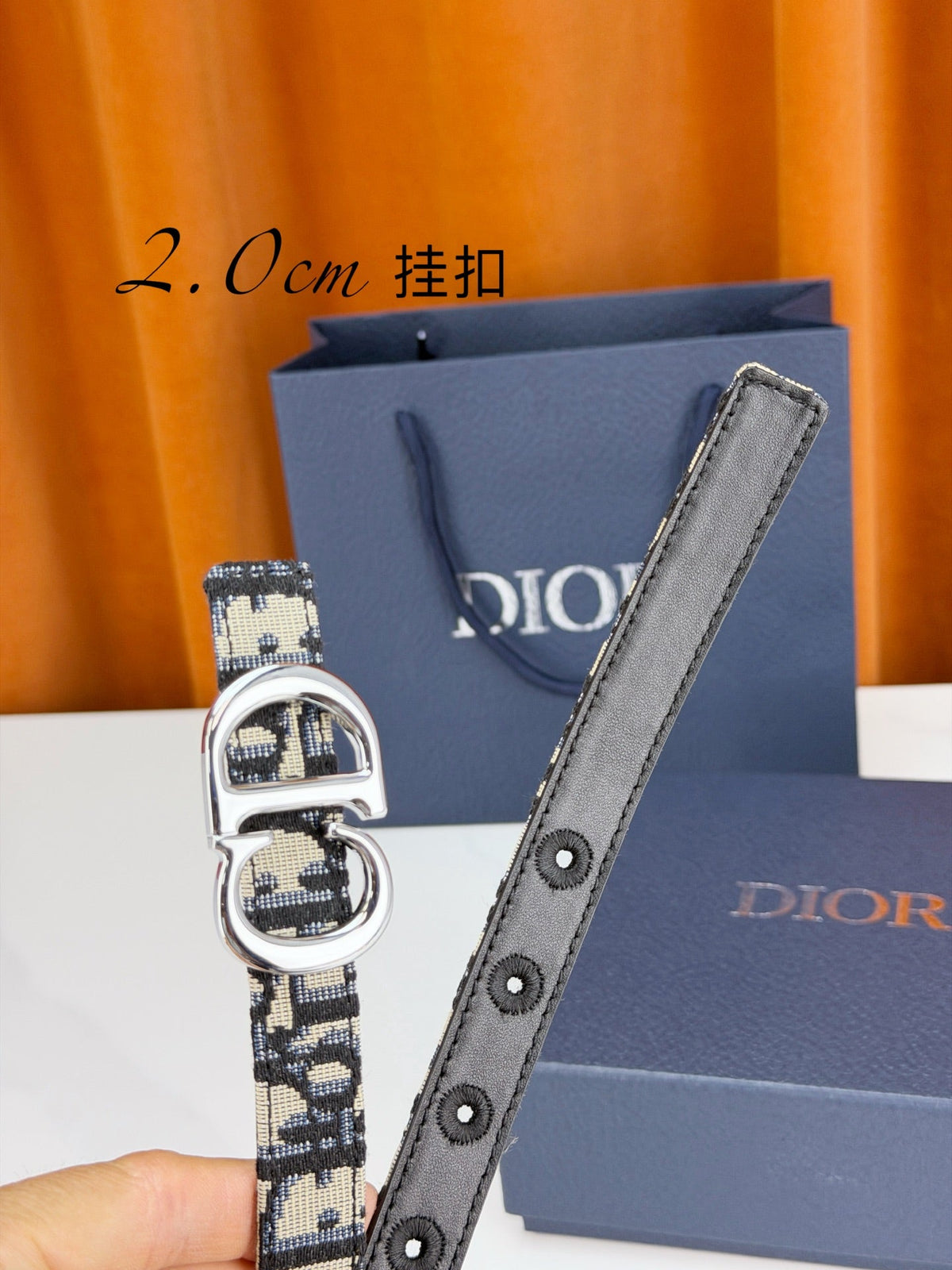 Dior 2026 Oblique CD Buckle Belt 20mm Fabric Leather