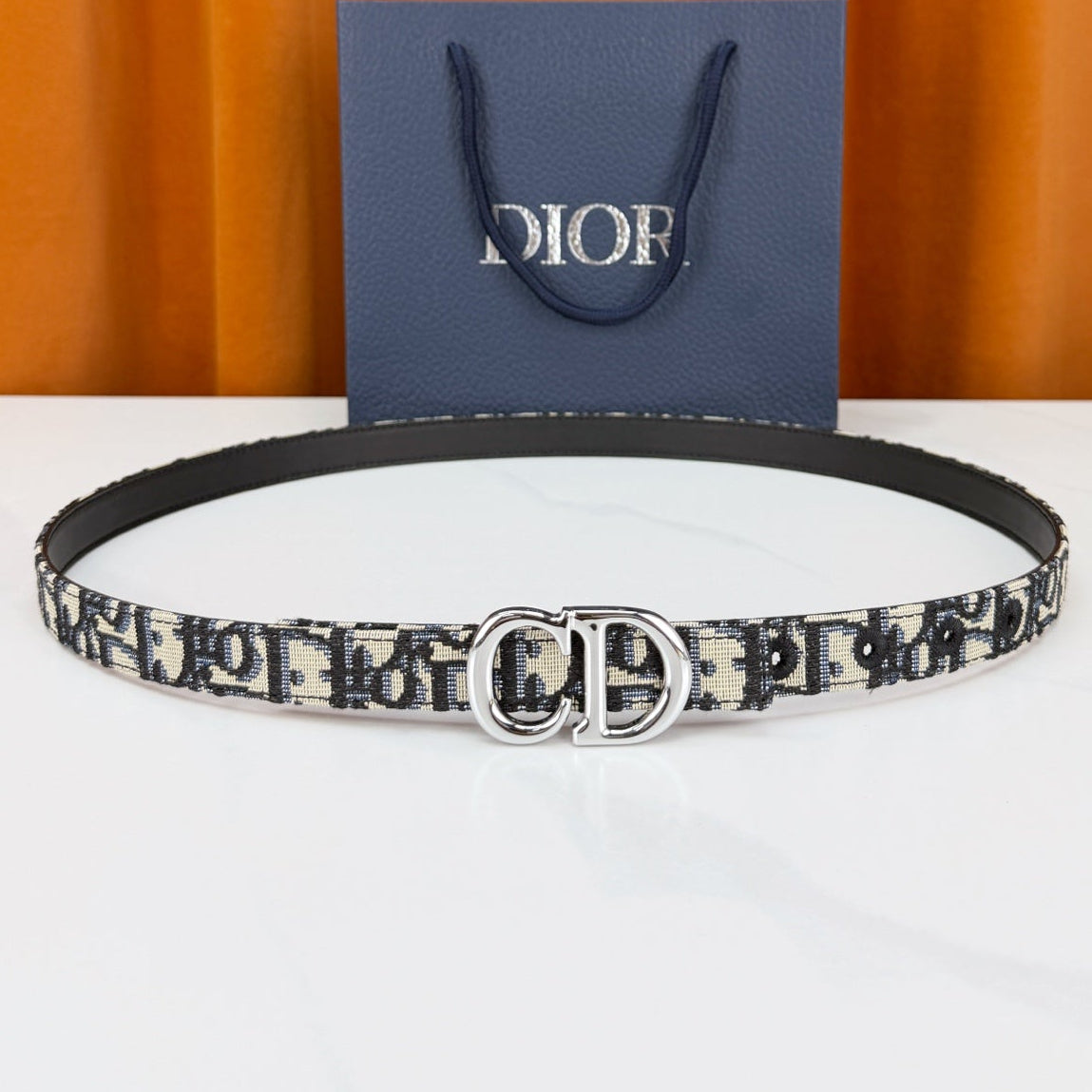 Dior 2026 Oblique CD Buckle Belt 20mm Fabric Leather