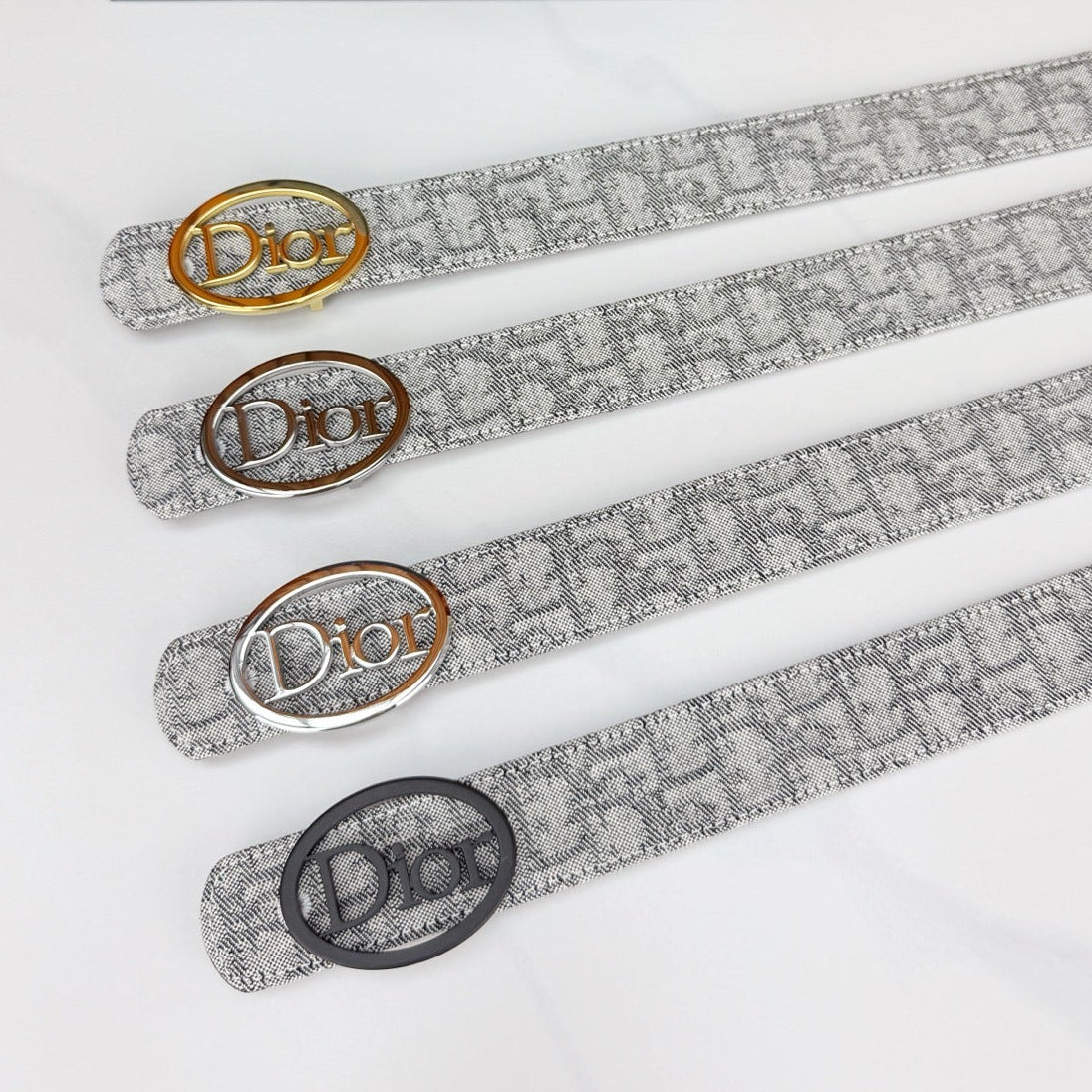 Dior 2026 Oblique Oval Logo Buckle Belt 35mm Canvas