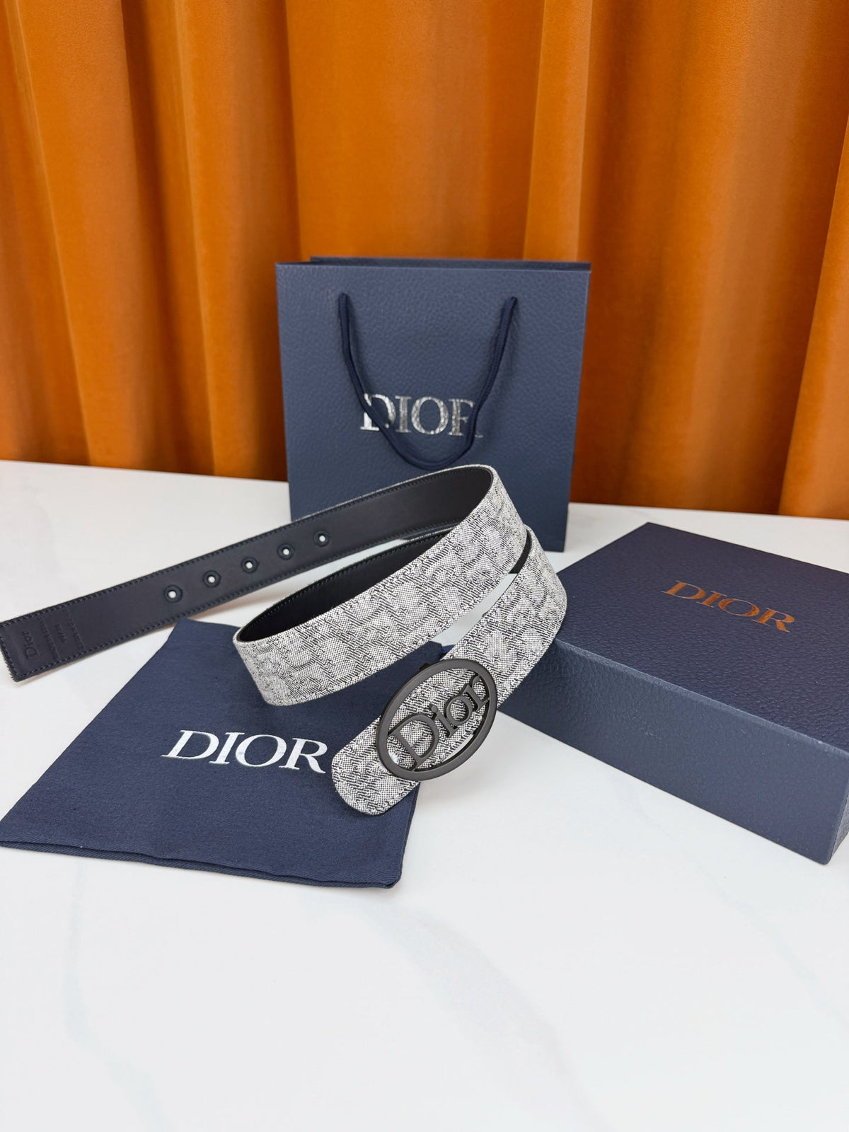 Dior 2026 Oblique Oval Logo Buckle Belt 35mm Canvas