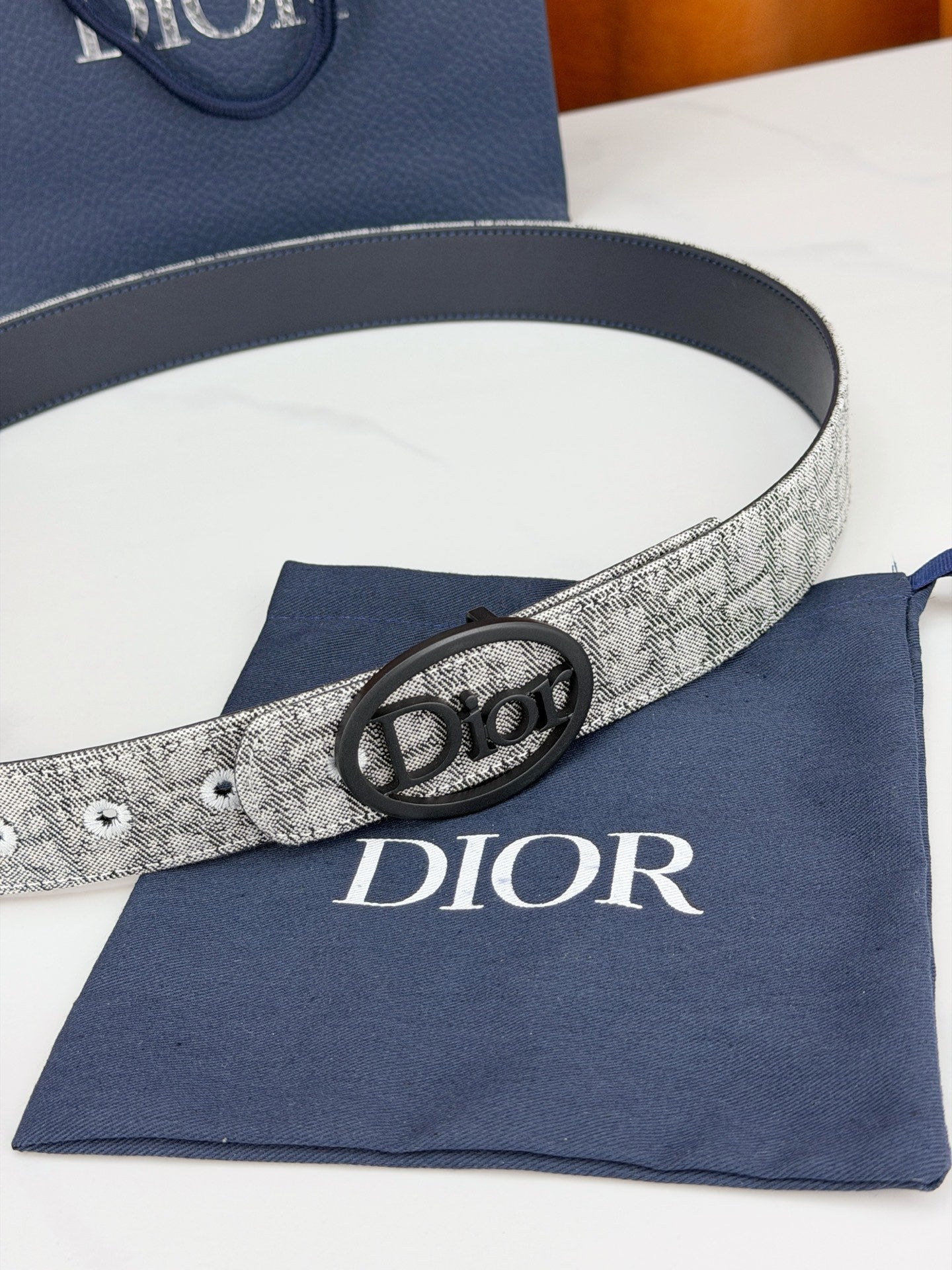 Dior 2026 Oblique Oval Logo Buckle Belt 35mm Canvas