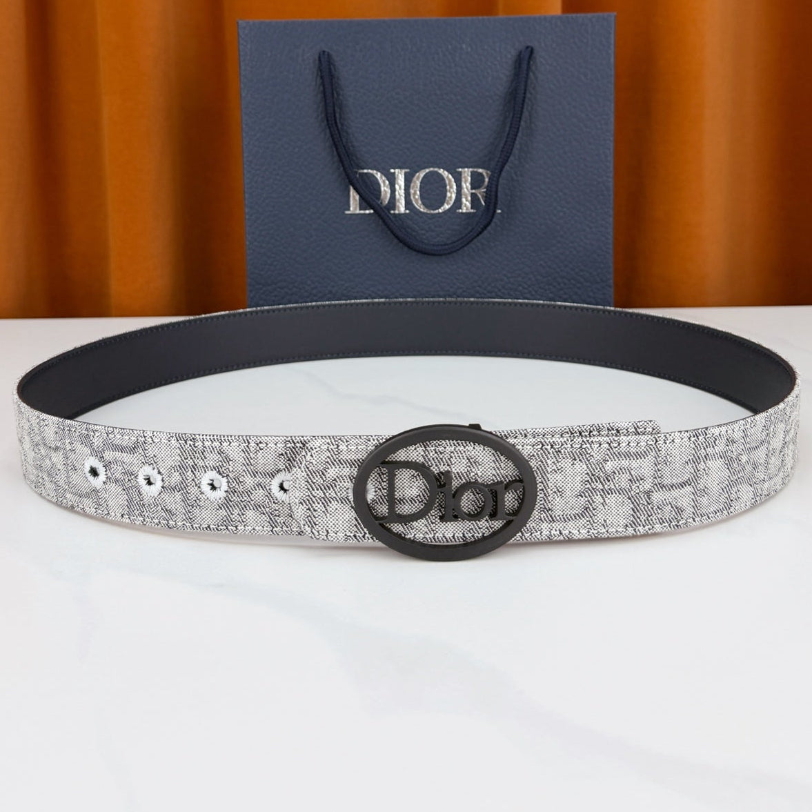 Dior 2026 Oblique Oval Logo Buckle Belt 35mm Canvas