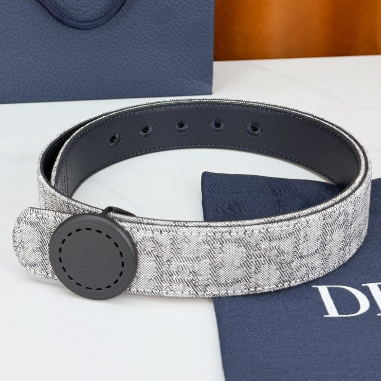 Dior 2026 Monogram Jacquard Reversible Belt 35mm Canvas
