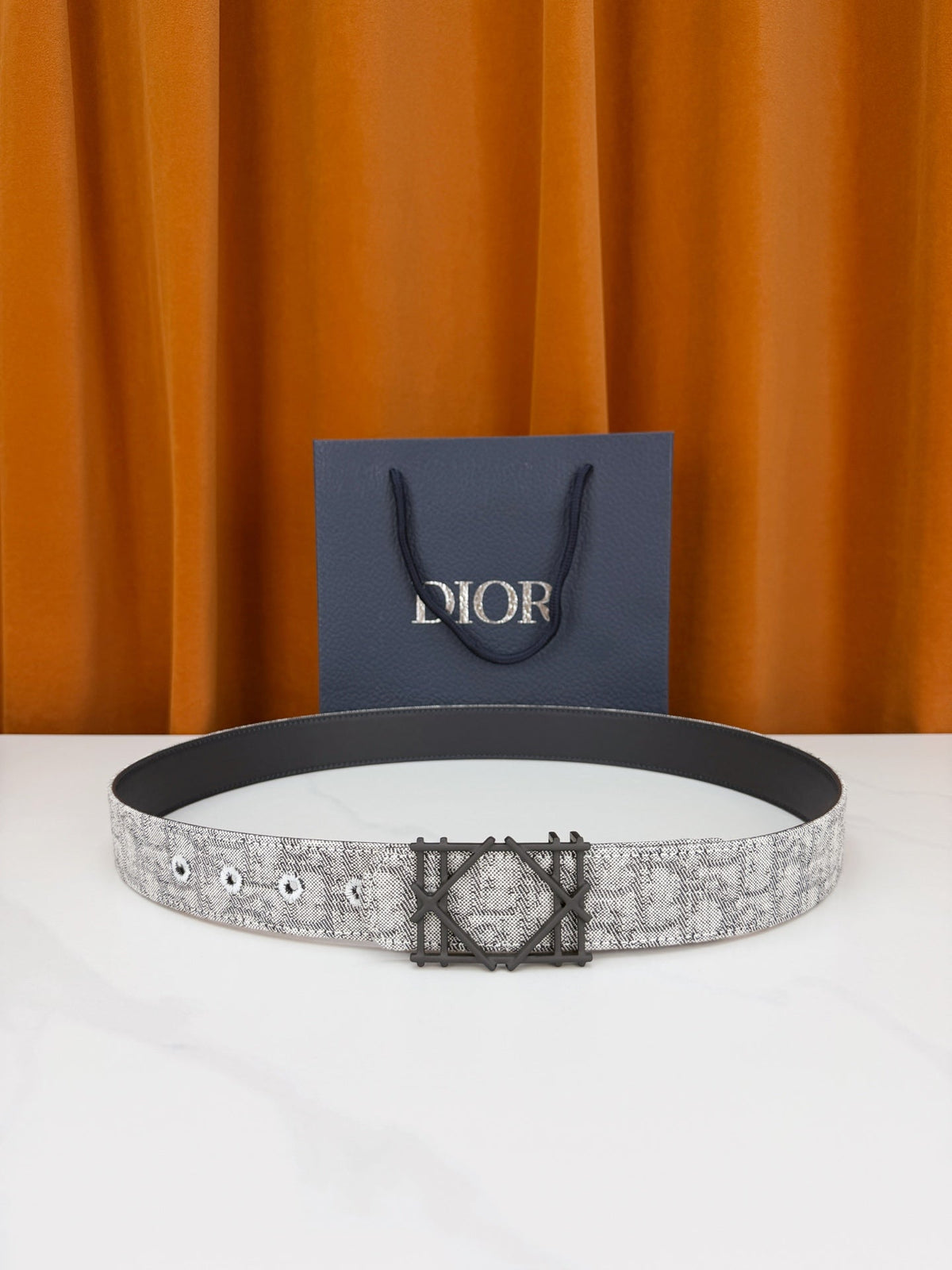 Dior 2026 Oblique Jacquard Cosmo Buckle Belt 35mm Canvas