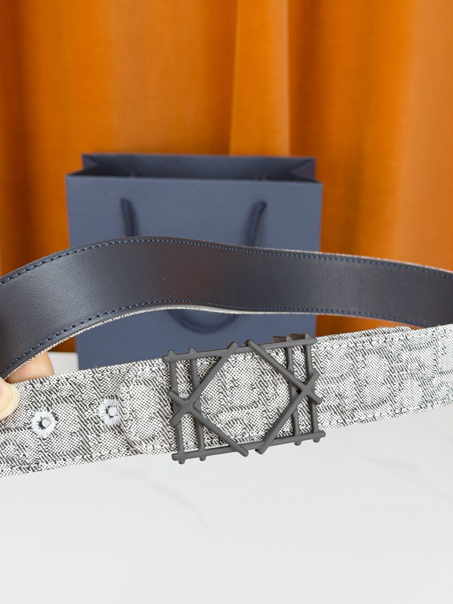 Dior 2026 Oblique Jacquard Cosmo Buckle Belt 35mm Canvas