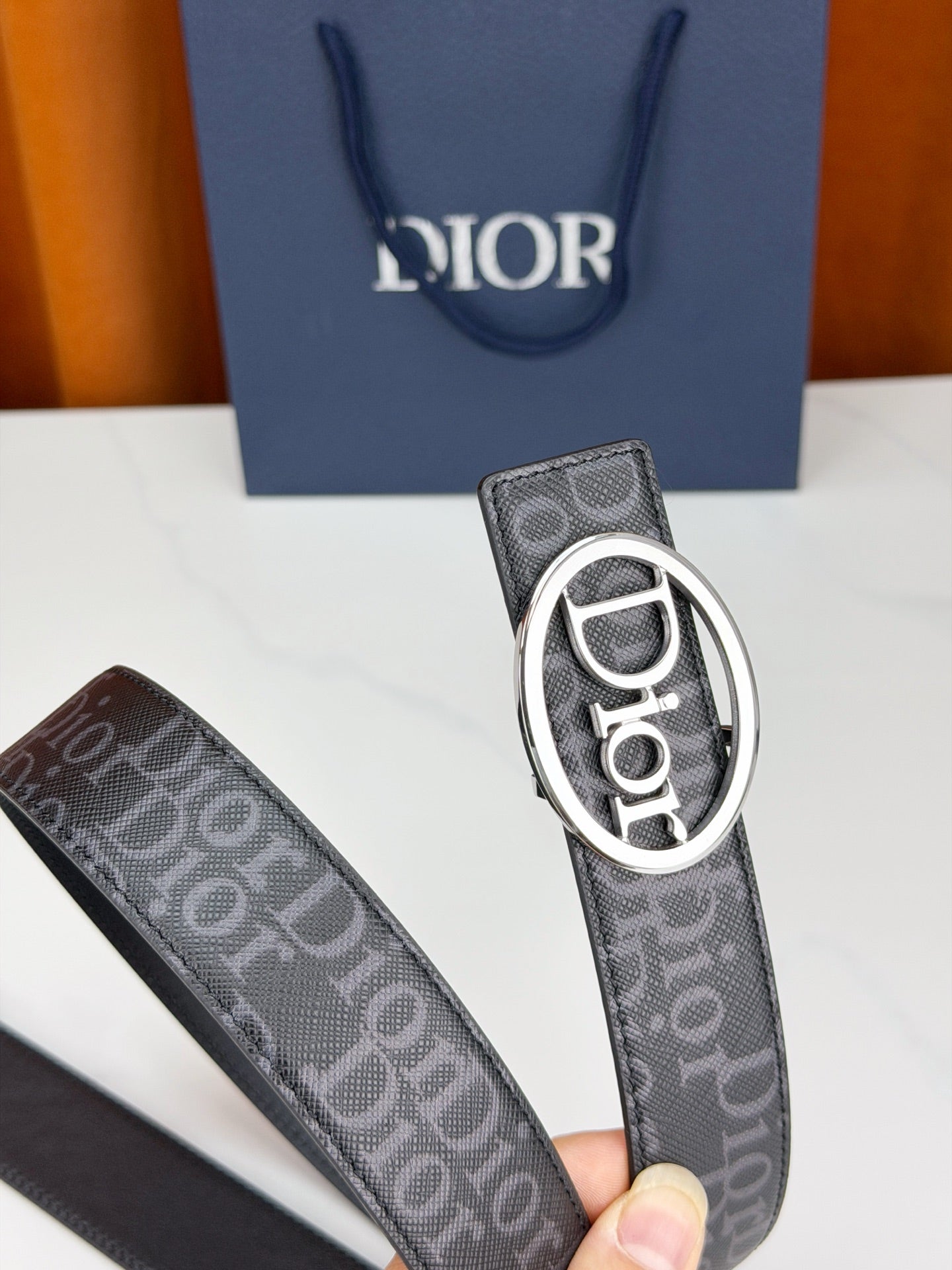 Dior 2026 Oblique Jacquard Belt 35mm Leather
