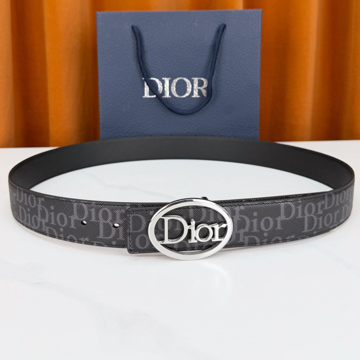 Dior 2026 Oblique Jacquard Belt 35mm Leather