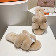 Hermes Oran Sandal Beige Sheep Fur 406993