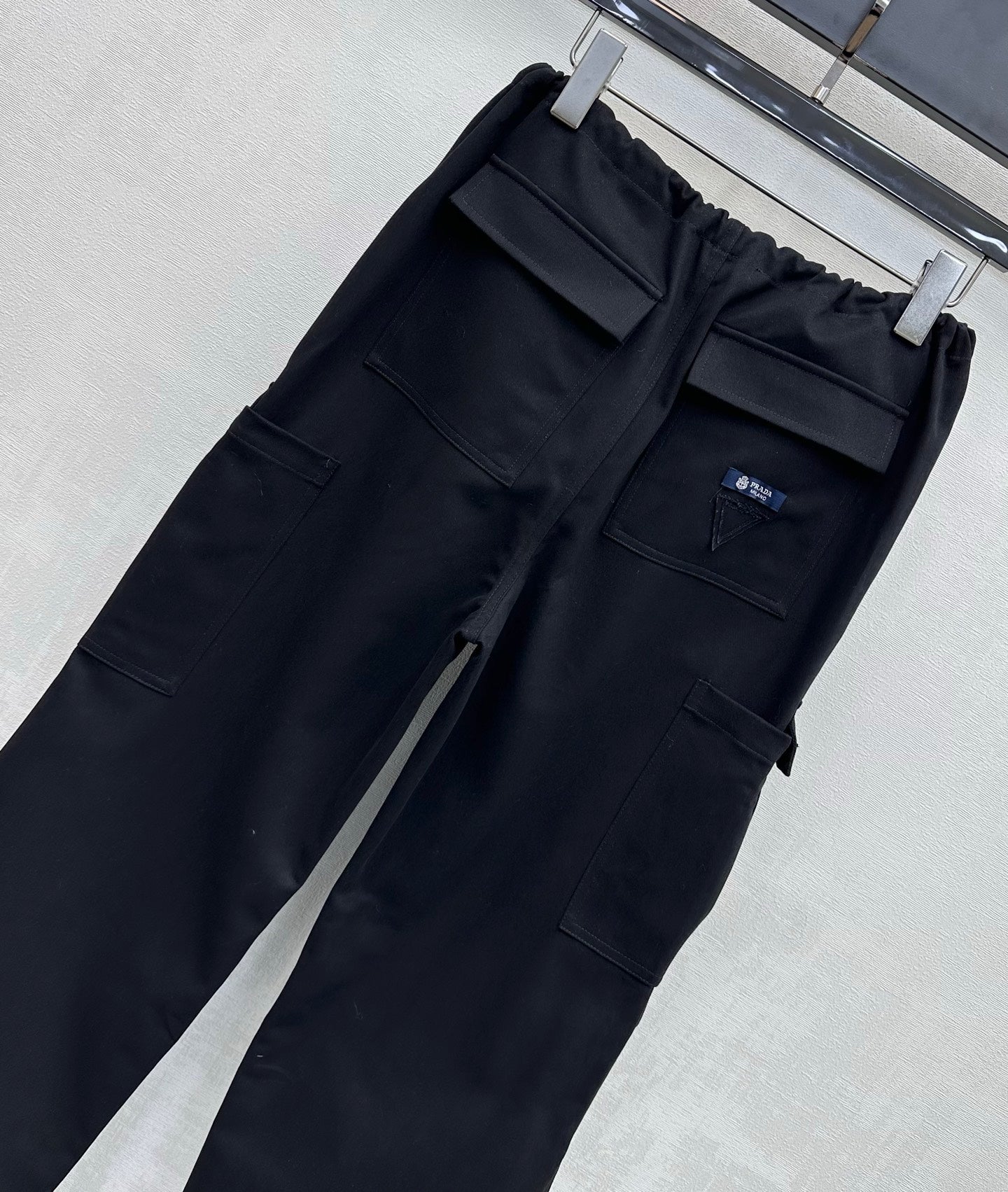 Prada 2026 Drawstring Cargo Trouser Black Cotton