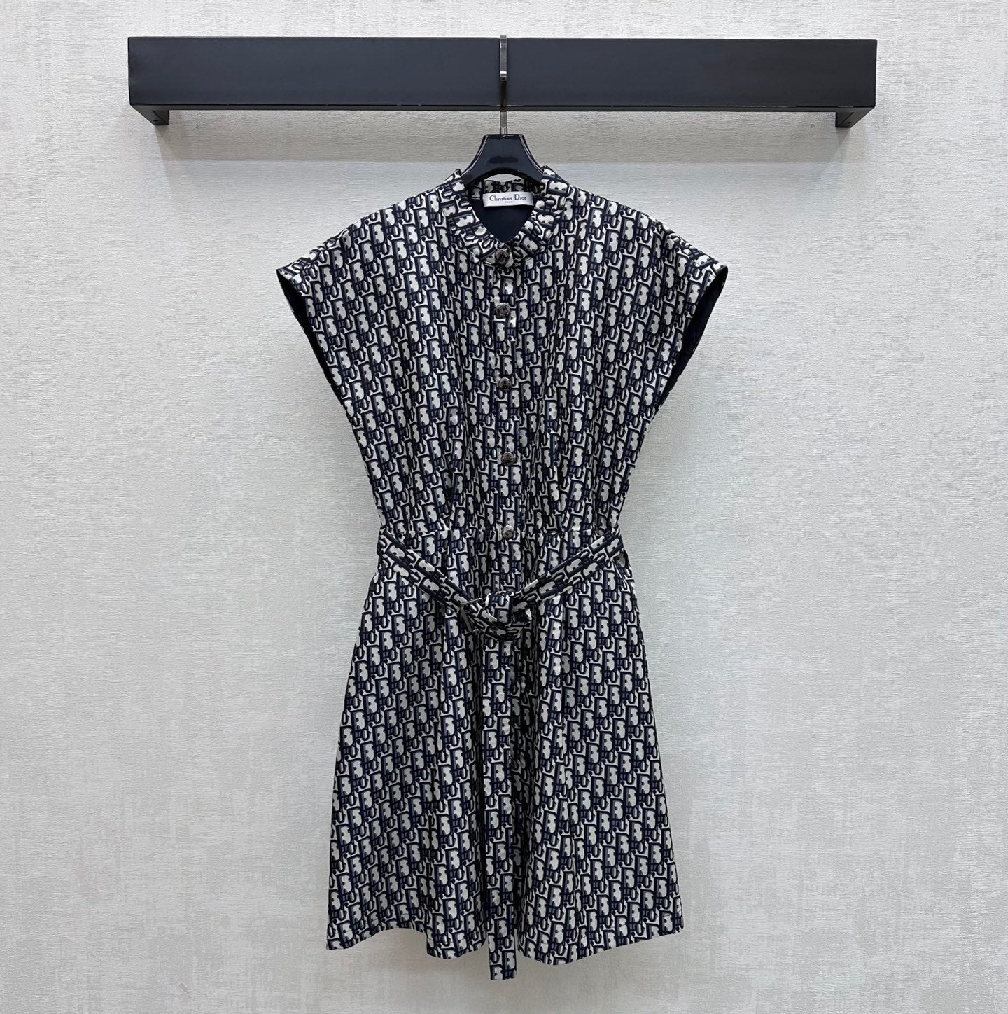 Dior 2026 Jacquard Waistband Dress Blue White Polyester 378703