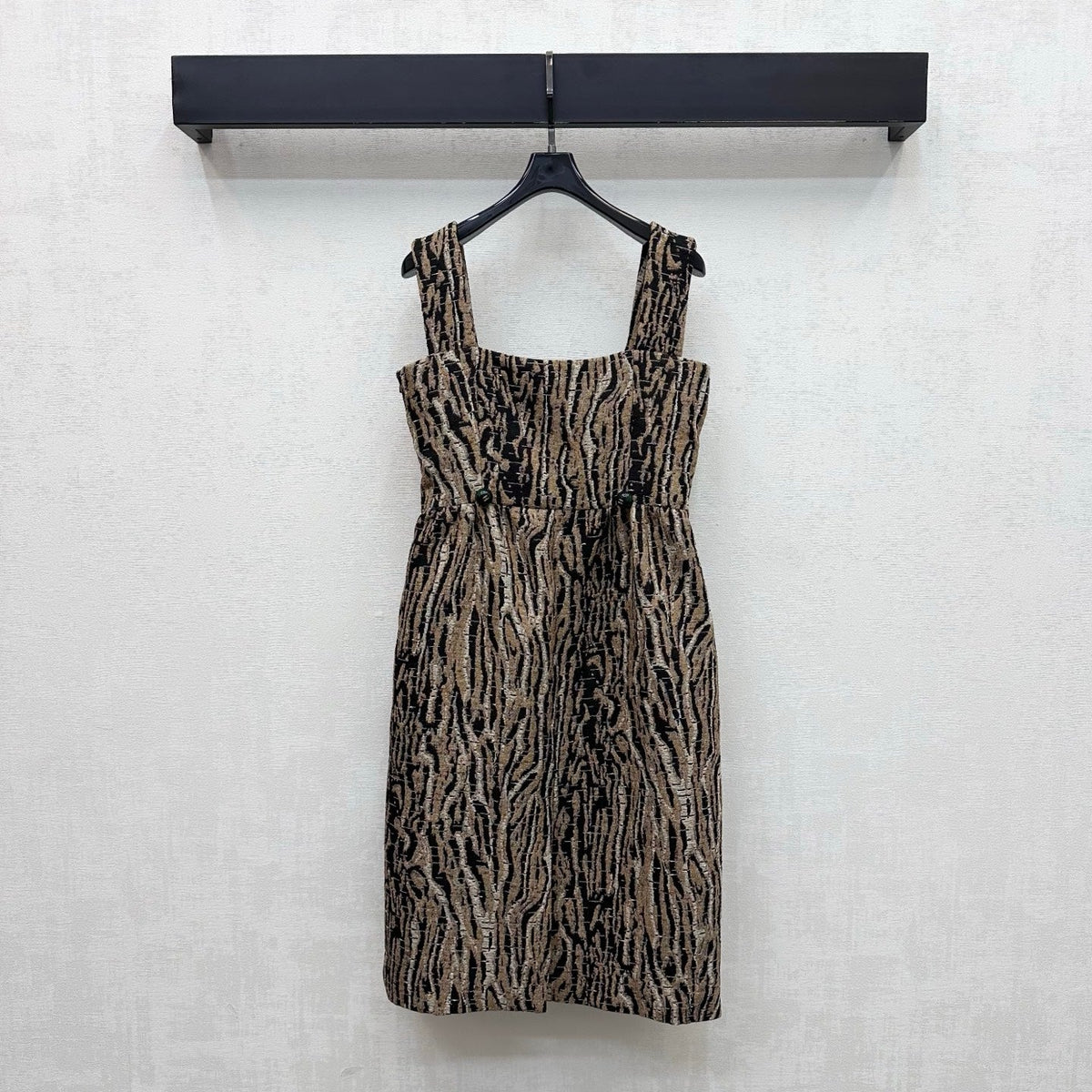 Chanel 2026 Tiger-print Suspender Dress Black Beige Cotton 418540