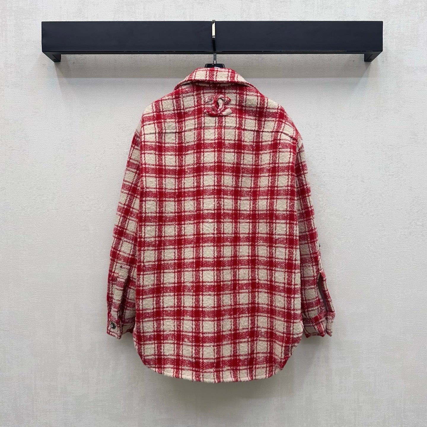 Chanel 2026 Checkered Jacket Red White Wool 418457