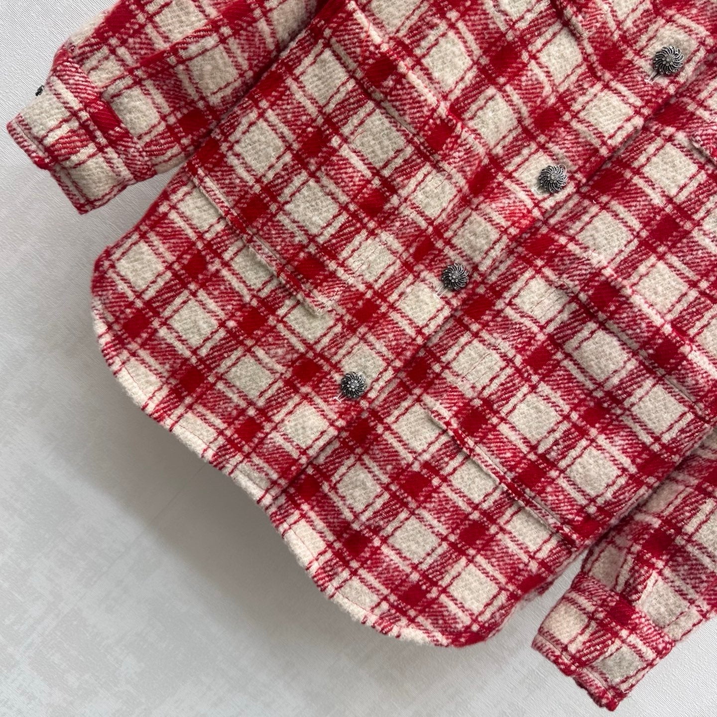 Chanel 2026 Checkered Jacket Red White Wool 418457