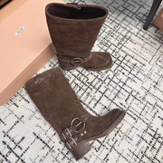 Miumiu 2026 High-Top Biker Boots Suede Calfskin 952185