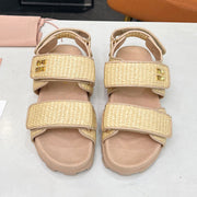 Miumiu 2026 Velcro Sandals Raffia Fiber 935597