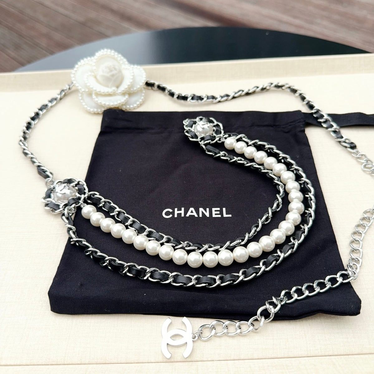 Chanel 2026 Interlaced Chain Pearl Layered Belt