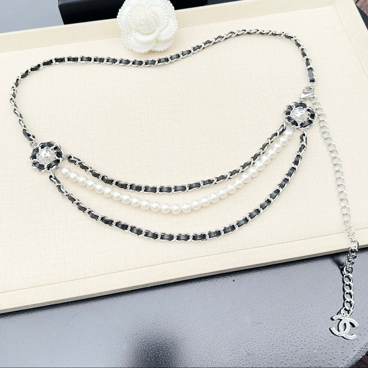 Chanel 2026 Interlaced Chain Pearl Layered Belt