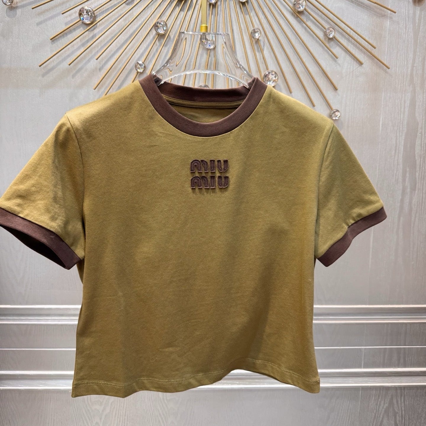 Miumiu 2026 T-shirt Olive Green Cotton