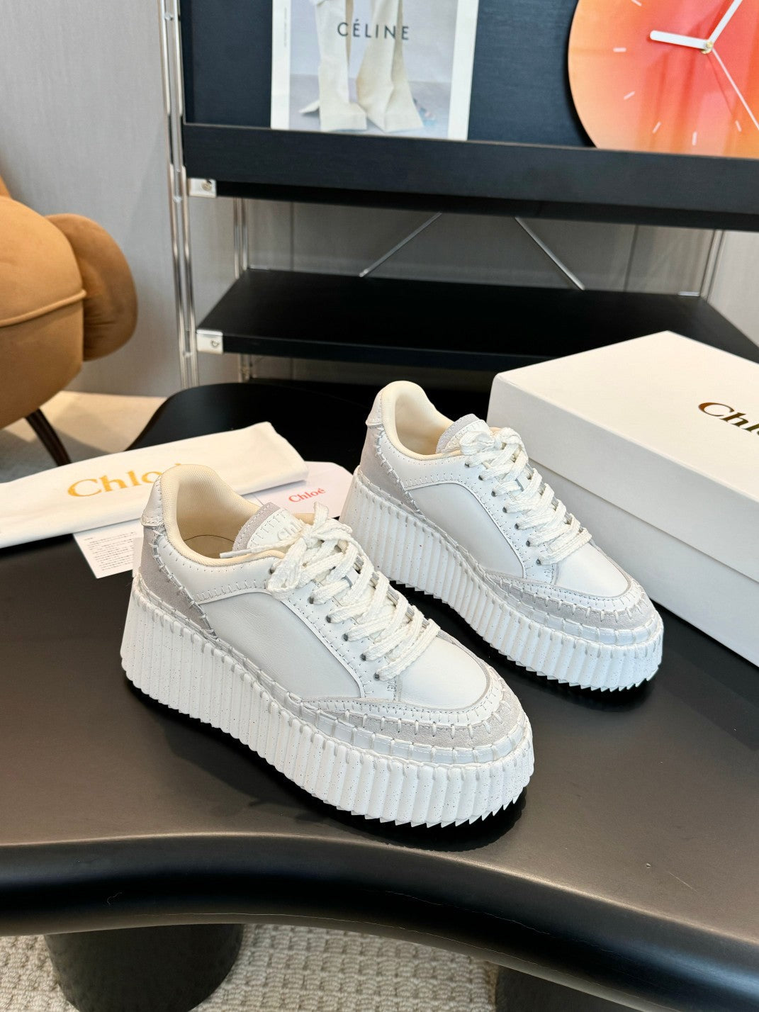Chloe 2025 Nama Wedge Sneaker White Cowhide 576720