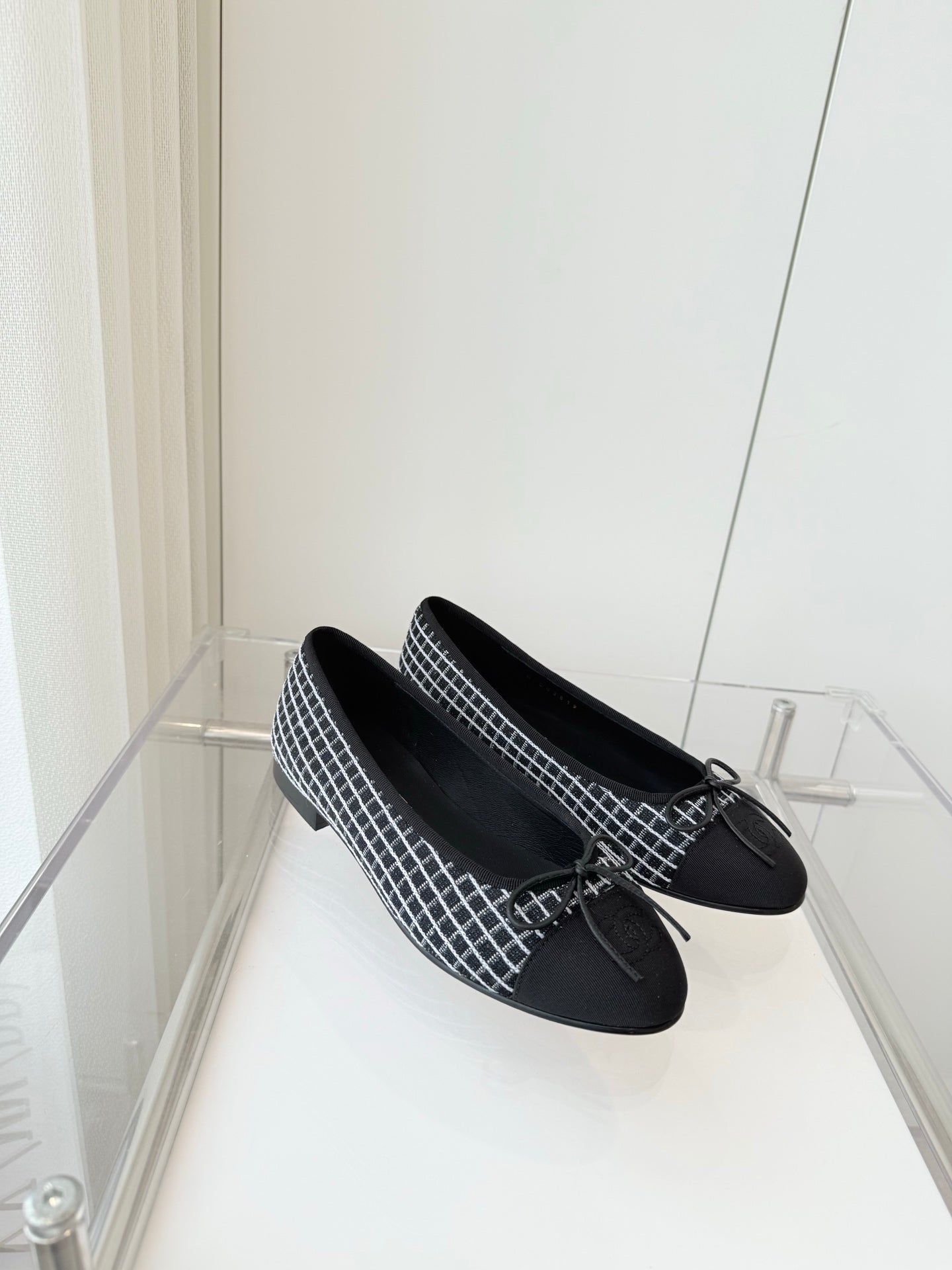 CC Ballet Flat Black mix White Fabric 238772